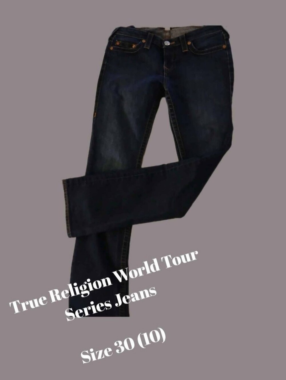 True Religion Straight Leg Jeans in Dark Blue Wash